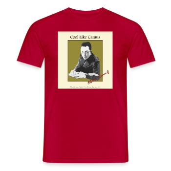 Sei cool wie Albert Camus! - Männer T-Shirt - Rot - Vorne - AI Model Male 178 dark (178cm)