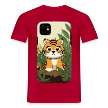 Kleiner Tiger im Dschungel - Männer T-Shirt - Rot - Vorne - AI Model Male 178 dark (178cm)