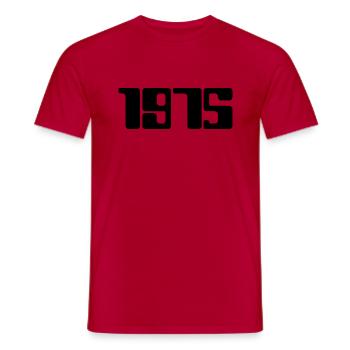 1975 (Black Text) - Men's T-Shirt - red - Front - AI Model Male 178 dark (178cm)