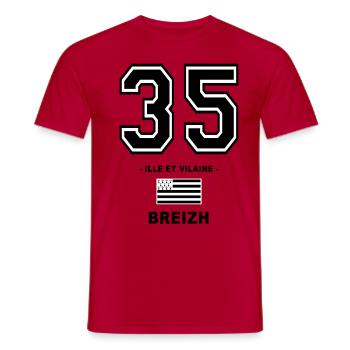 35 breizh bretagne - T-shirt homme - rouge - Devant - AI Model Male 178 dark (178cm)
