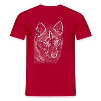Wolfsblick Linienzeichnung Druckdesign Husky - Männer T-Shirt - Rot - Vorne - AI Model Male 178 dark (178cm)