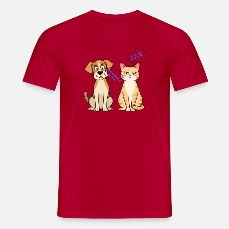 Duo Pets Plan vs Not Working - Men’s T-shirt - red