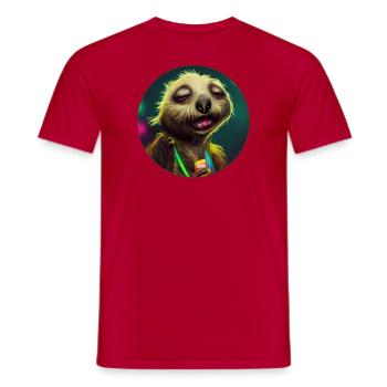 Party Sloth 5 a.m. - Men's T-Shirt - red - Front - AI Model Male 178 dark (178cm)