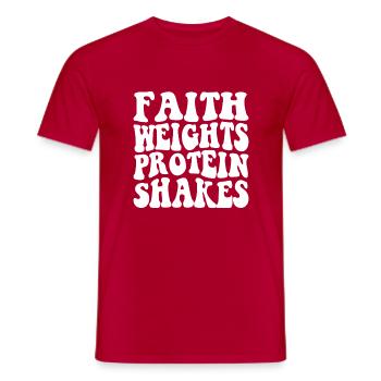 Faith Weights Protein Shakes - Männer T-Shirt - Rot - Vorne - AI Model Male 178 dark (178cm)