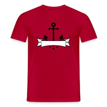 bannière armoiries texte écrire ancre bateau navire - T-shirt homme - rouge - Devant - AI Model Male 178 dark (178cm)