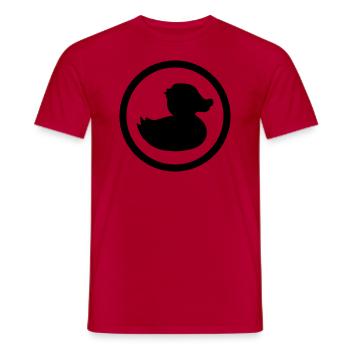 kreis rund logo quietscheente gummiente badeente e - Männer T-Shirt - Rot - Vorne - AI Model Male 178 dark (178cm)