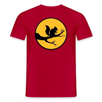 moon circle round night shadow branch black eichhoe - Men's T-Shirt - red - Front - AI Model Male 178 dark (178cm)