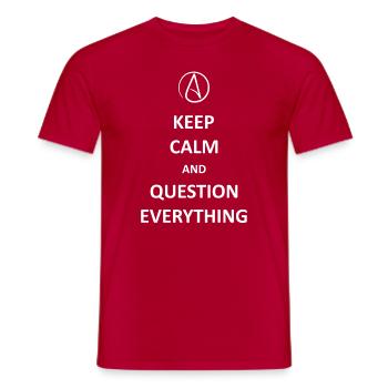Keep calm and Question Everything - Men's T-Shirt - red - Front - AI Model Male 178 dark (178cm)