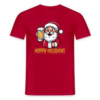 Hoppy Urlaub | Lustiges Bier Weihnachten Unisex Shirt - Männer T-Shirt - Rot - Vorne - AI Model Male 178 dark (178cm)