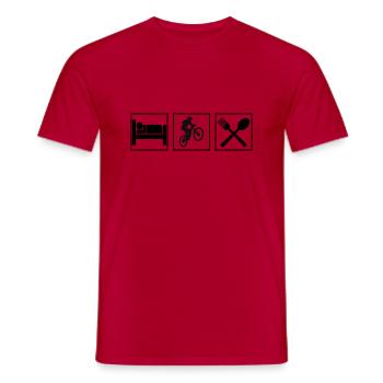 Sleep Bike Eat - Men's T-Shirt - red - Front - AI Model Male 178 dark (178cm)