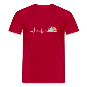Heartbeat Pulse Camping Camper Tent Camping Nature - Men's T-Shirt - red - Front - AI Model Male 178 dark (178cm)