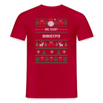 One Merry Bookkeeper - Men's T-Shirt - red - Front - AI Model Male 178 dark (178cm)