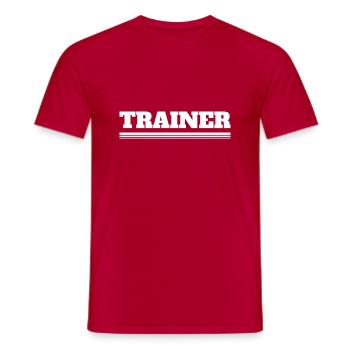TRAINER - Schriftzug mit Linien - Männer T-Shirt - Rot - Vorne - AI Model Male 178 dark (178cm)