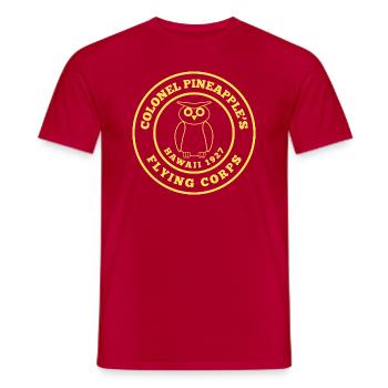 Colonel Pineapple's Flying Corps Hawaii Owl Yellow - Men's T-Shirt - red - Front - AI Model Male 178 dark (178cm)