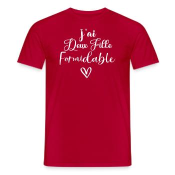 j ai deux fille formidable - T-shirt homme - rouge - Devant - AI Model Male 178 dark (178cm)