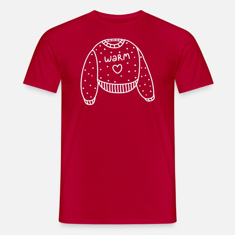 Gemütlicher warmer Wollpullover - Männer T-Shirt - Rot