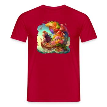 Mermaid in the fruit boat gift - Men's T-Shirt - red - Front - AI Model Male 178 dark (178cm)