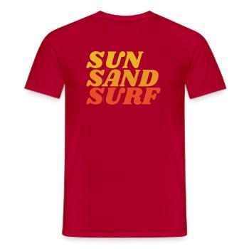 SUN SURF SAND - Männer T-Shirt - Rot - Vorne - AI Model Male 178 dark (178cm)