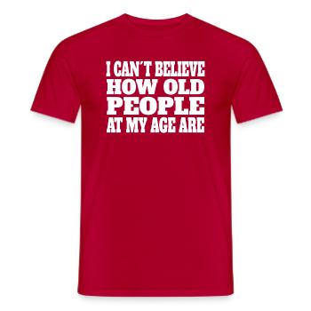 Pensioner Dad Birthday Saying Pension Start Grandpa Grandma - Men's T-Shirt - red - Front - AI Model Male 178 dark (178cm)