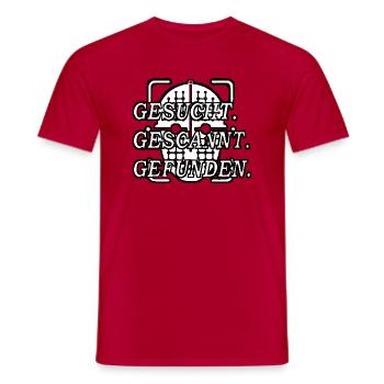 Gesucht Gescannt Gefunden - Männer T-Shirt - Rot - Vorne - AI Model Male 178 dark (178cm)