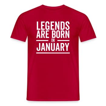 Legends Are Born in January - Men's T-Shirt - red - Front - AI Model Male 178 dark (178cm)