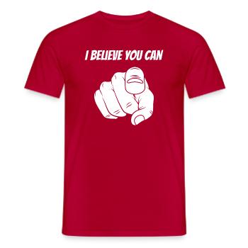 I Believe You Can’ Motivational Clothing - Men's T-Shirt - red - Front - AI Model Male 178 dark (178cm)
