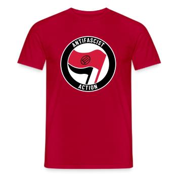 Antifascist Action – 3 Arrows - Männer T-Shirt - Rot - Vorne - AI Model Male 178 dark (178cm)