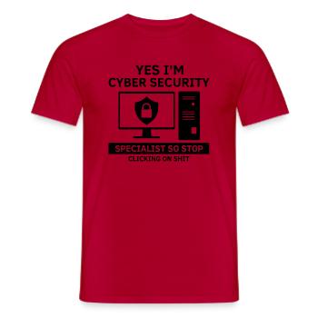 Cyber Security Design for IT Security and Hackers - Men's T-Shirt - red - Front - AI Model Male 178 dark (178cm)