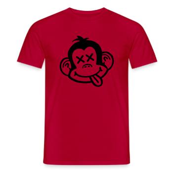 affe_crazy_smiley_aq1 - T-shirt homme - rouge - Devant - AI Model Male 178 dark (178cm)