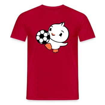 Ente spielt Fußball Ball Tor schießen kicken Spaß - Männer T-Shirt - Rot - Vorne - AI Model Male 178 dark (178cm)