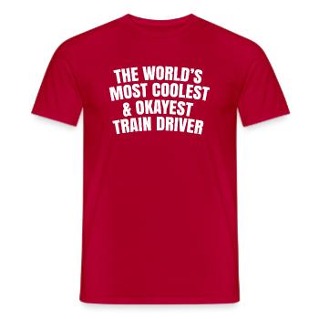 world's most coolest and okayest train driver - Men's T-Shirt - red - Front - AI Model Male 178 dark (178cm)