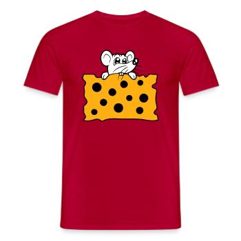 La souris mange d’énormes trous faim de fromage manger délicieux - T-shirt homme - rouge - Devant - AI Model Male 178 dark (178cm)