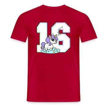 16 Nombre Licorne Unicorne unicorn - T-shirt homme - rouge - Devant - AI Model Male 178 dark (178cm)