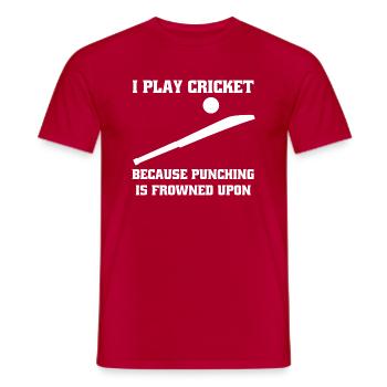 Cricket Saying Gift Cricket Fan Team Cricket - Men's T-Shirt - red - Front - AI Model Male 178 dark (178cm)