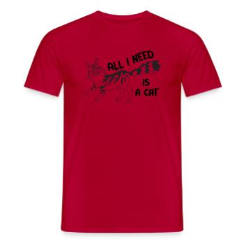 Chat Maine Coon avec citation All I need is a cat - T-shirt homme - rouge - Devant - AI Model Male 178 dark (178cm)
