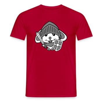 Lapin Chevalier Épée Bouclier Armure Casque Château Héros - T-shirt homme - rouge - Devant - AI Model Male 178 dark (178cm)