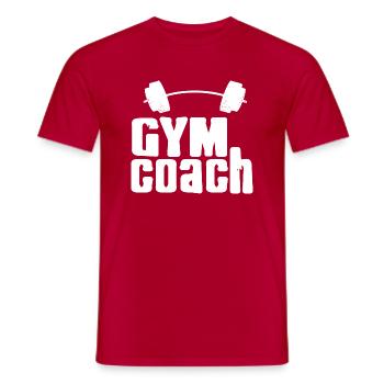 Gym Coach Cool Fitness Coach Trainer T-Shirt - Men's T-Shirt - red - Front - AI Model Male 178 dark (178cm)
