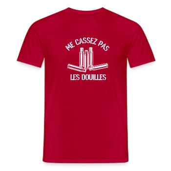 Humour Tir Sportif - Ne me casses pas les douilles - T-shirt homme - rouge - Devant - AI Model Male 178 dark (178cm)