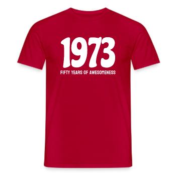 1973 Fifty years of awesomeness - Men's T-Shirt - red - Front - AI Model Male 178 dark (178cm)