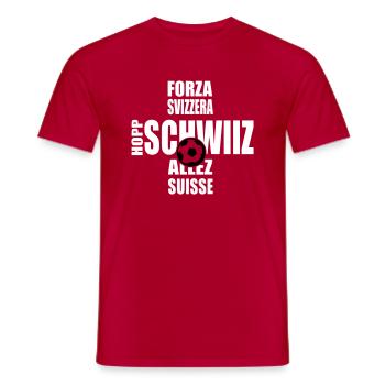 Schweiz Suisse Hopp Schwiiz Fussball Schriftzug - Männer T-Shirt - Rot - Vorne - AI Model Male 178 dark (178cm)