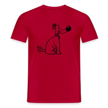 Dog Big Nose Wagging Cute Happy - Men's T-Shirt - red - Front - AI Model Male 178 dark (178cm)