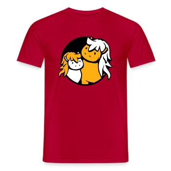 2 Cute Horses Child Family Mom Dad Mom Father - Men's T-Shirt - red - Front - AI Model Male 178 dark (178cm)