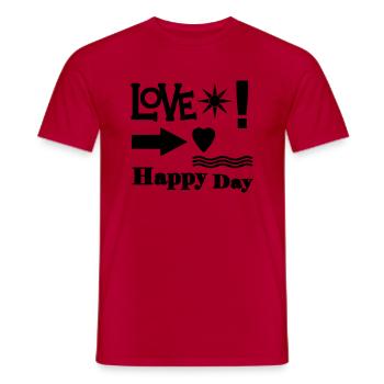 LOVE HAPPY DAY - Men's T-Shirt - red - Front - AI Model Male 178 dark (178cm)