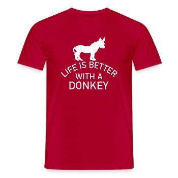 Donkey Esel - Männer T-Shirt - Rot - Vorne - AI Model Male 178 dark (178cm)