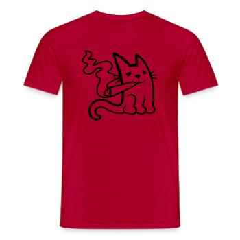 Weed Joint Drugs Cat - T-shirt homme - rouge - Devant - AI Model Male 178 dark (178cm)