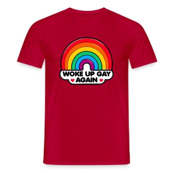 Woke up gay again - Men's T-Shirt - red - Front - AI Model Male 178 dark (178cm)