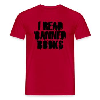 I Read Banned Books 22 - Men's T-Shirt - red - Front - AI Model Male 178 dark (178cm)