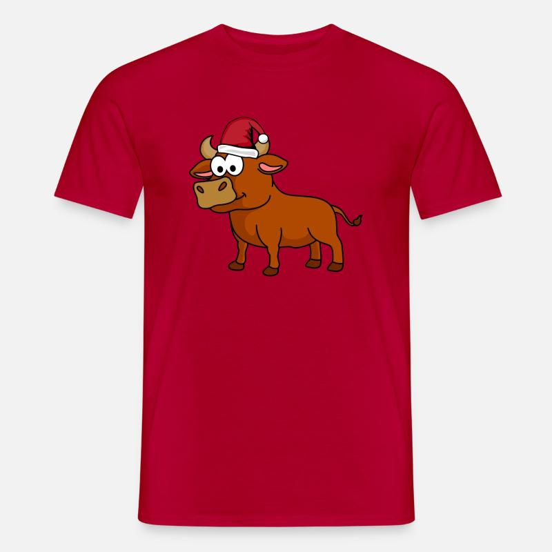 Stier Comic Weihnachten - Männer T-Shirt - Rot