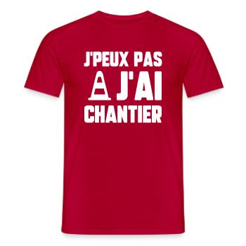 J’peux pas j’ai chantier - T-shirt homme - rouge - Devant - AI Model Male 178 dark (178cm)