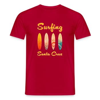 Surfing Santa Cruz - Men's T-Shirt - red - Front - AI Model Male 178 dark (178cm)